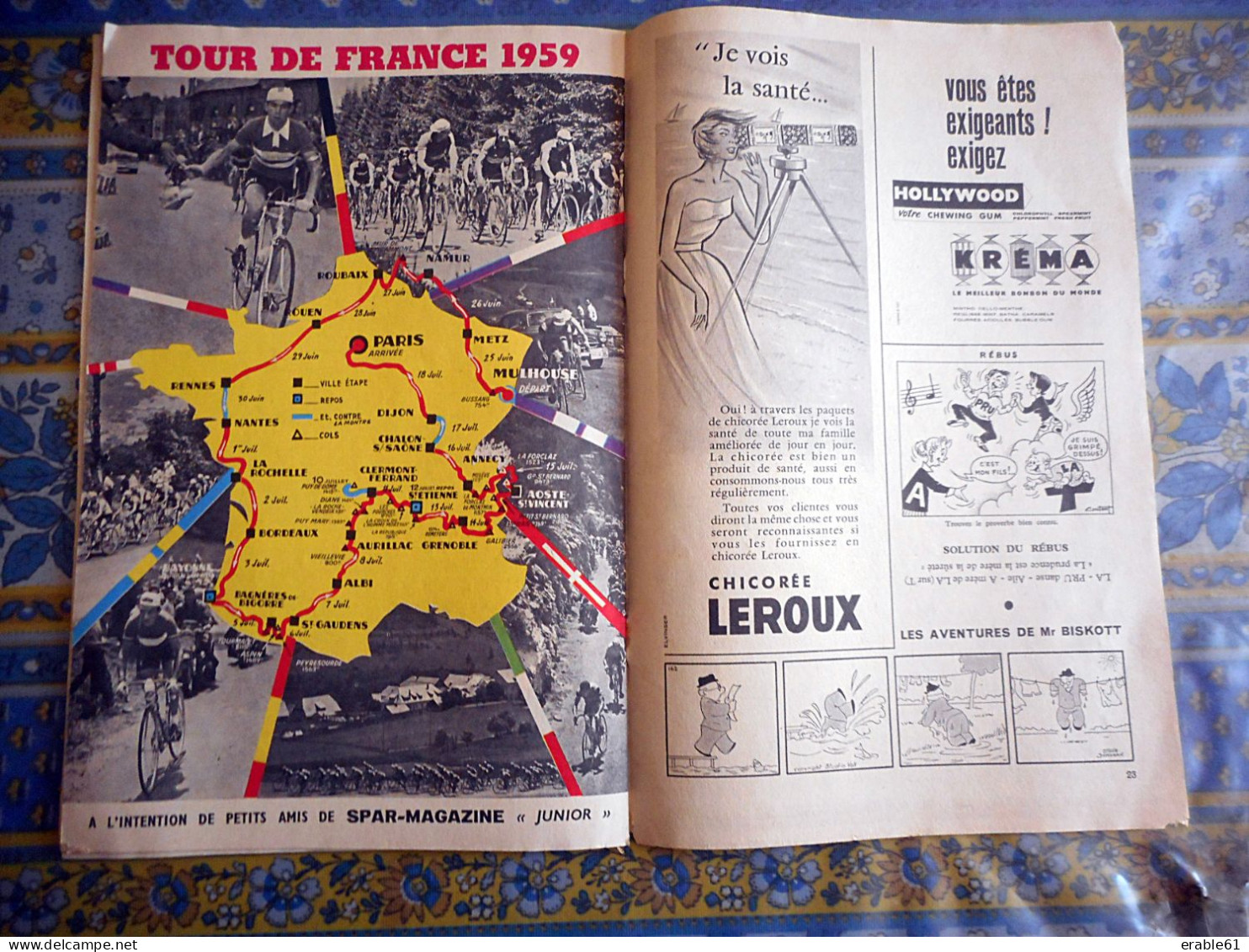 CATALOGUE PUBLICITAIRE SPAR TOUR DE FRANCE 1959 CARTE DU TOUR BD PIOU PIOU PUBLICITES RECETTES - Advertising