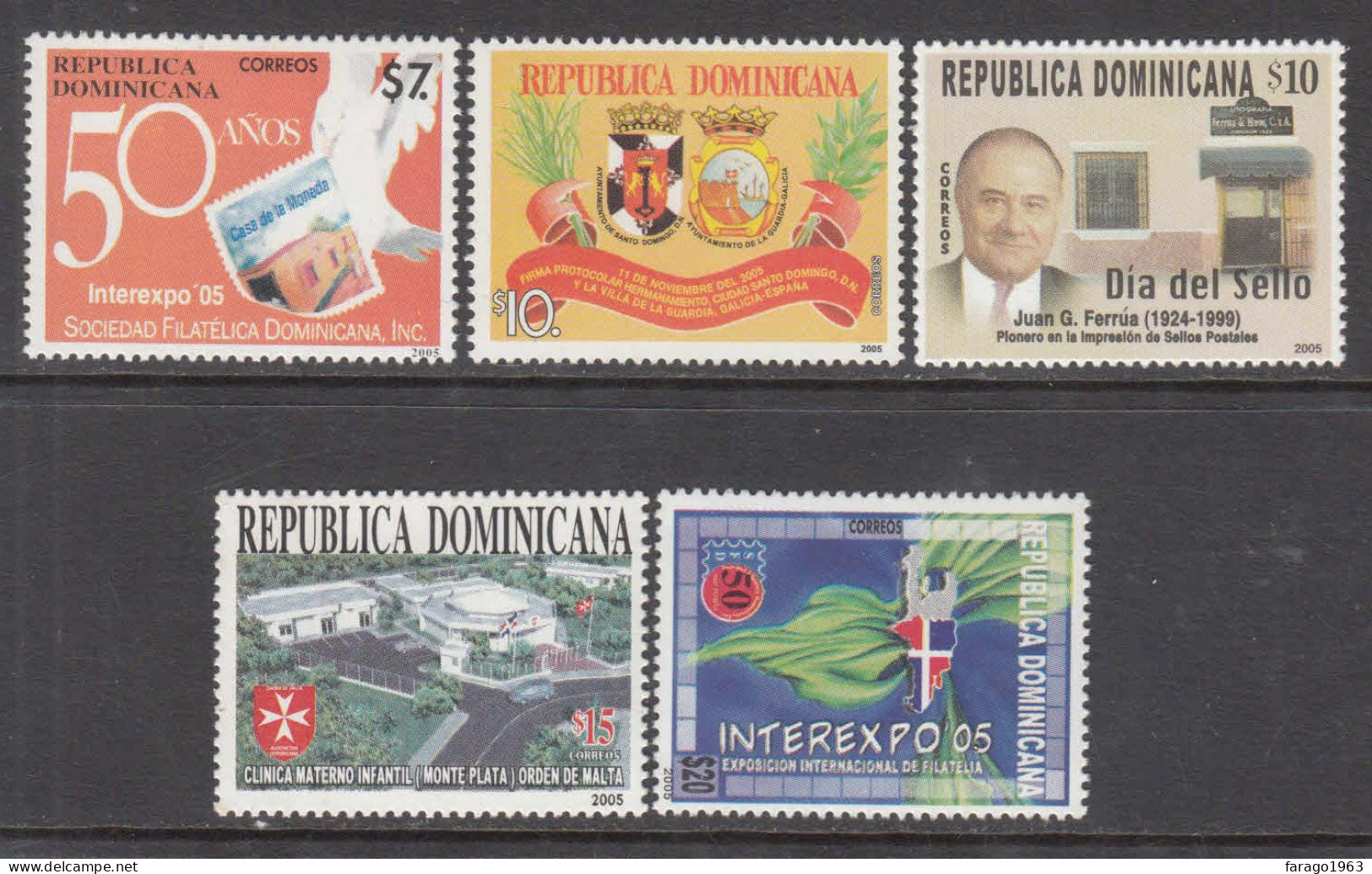 2005 Dominican Republic Dominicana Collection Of 5 Different Maternity Hospital Stampexpo MNH Scott Cat $24 - Dominikanische Rep.