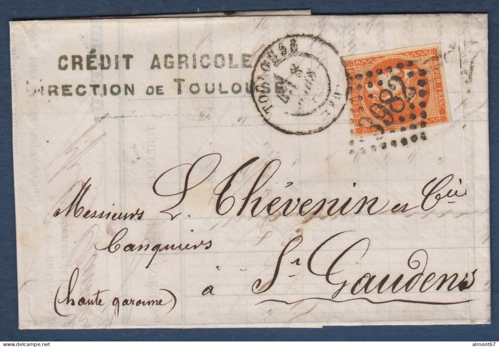 Bordeaux N° 48a  Sur Lettre De Toulouse Pour St Gaudens - Cote : 340 € - 1870 Bordeaux Printing