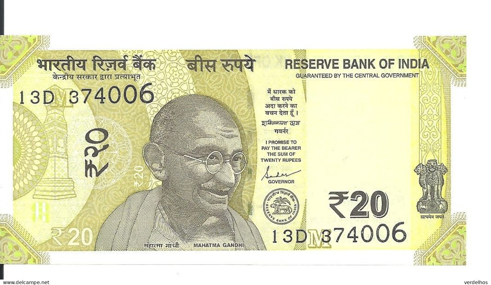 INDE 20 RUPEES 2019 UNC P 110 - Inde