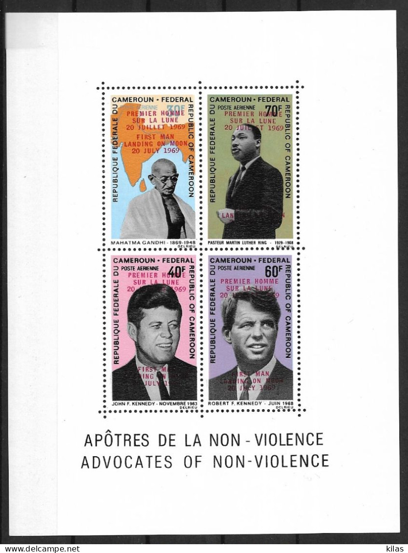 CAMEROON 1969 FIRST FIRST MAN ON THE MOON. Carmine Overprint MNH - Cameroon (1960-...)