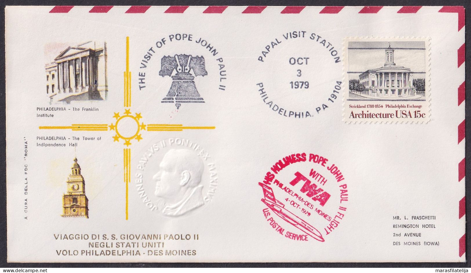 Vatican USA 1979, Pope Paul John II Visit - Philadelphia, Special Cover - Otros & Sin Clasificación