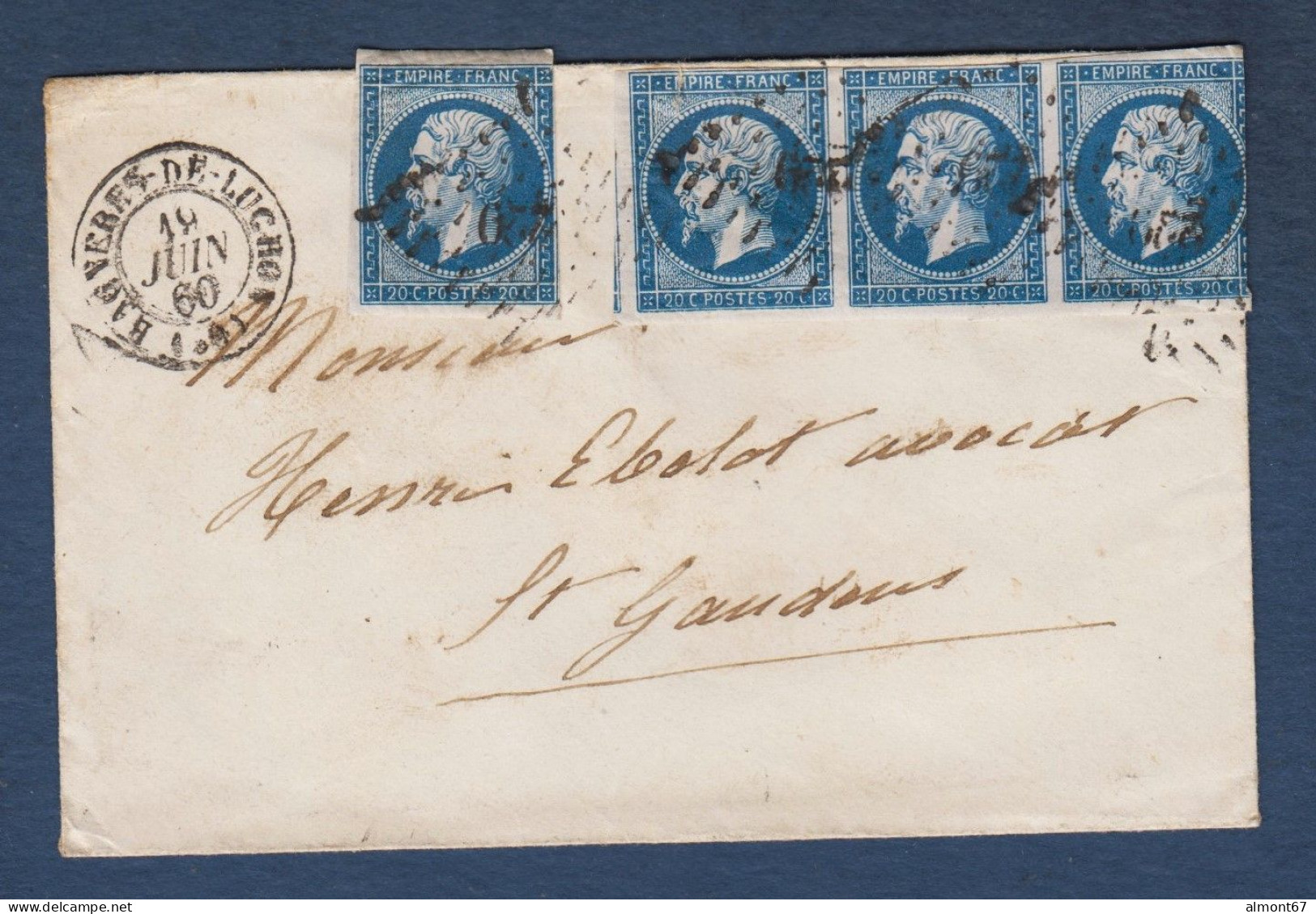 Napoléon N° 14A X 4   Sur Enveloppe De Toulouse Pour St Gaudens - 1853-1860 Napoléon III