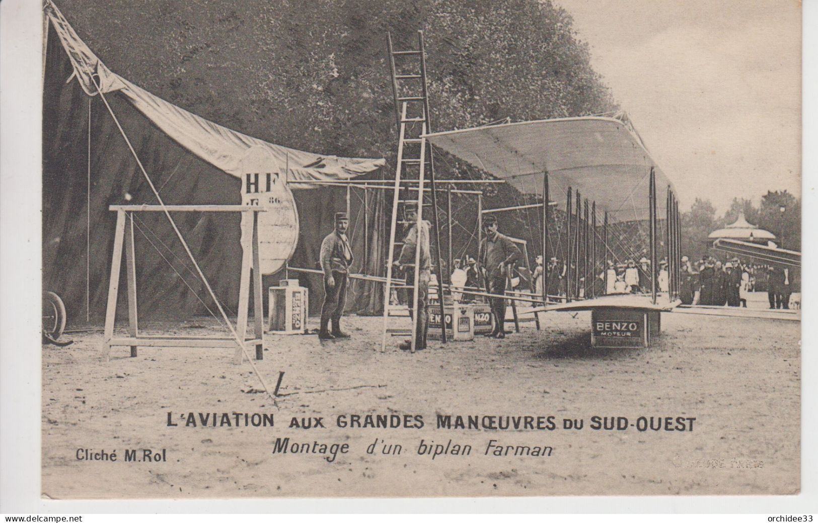 CPA L'Aviation Aux Grandes Manoeuvres Du Sud-Ouest - Montage D'un Biplan Farman (très Jolie Scène) Publicité Au Verso - ....-1914: Precursors