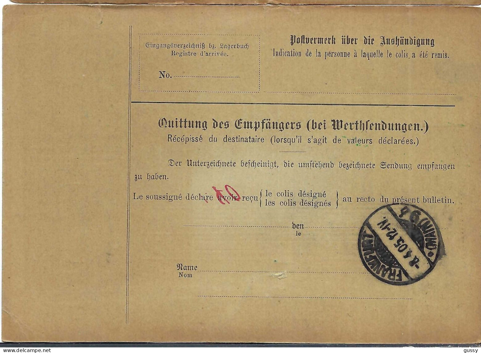 ALLEMAGNE Ca.1905: Bulletin D'Expédition De Hagen Pour Genève (Suisse) - Covers & Documents