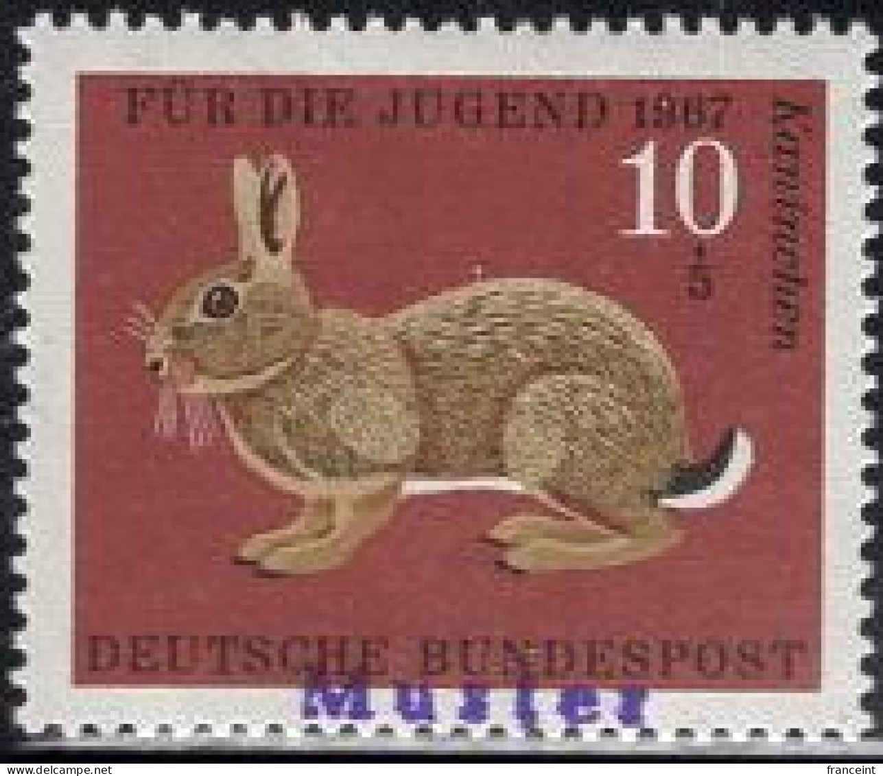 GERMANY(1967) Rabbit. Specimen (MUSTER) Overprint. Scott No B422, Yvert No 387. - Other & Unclassified