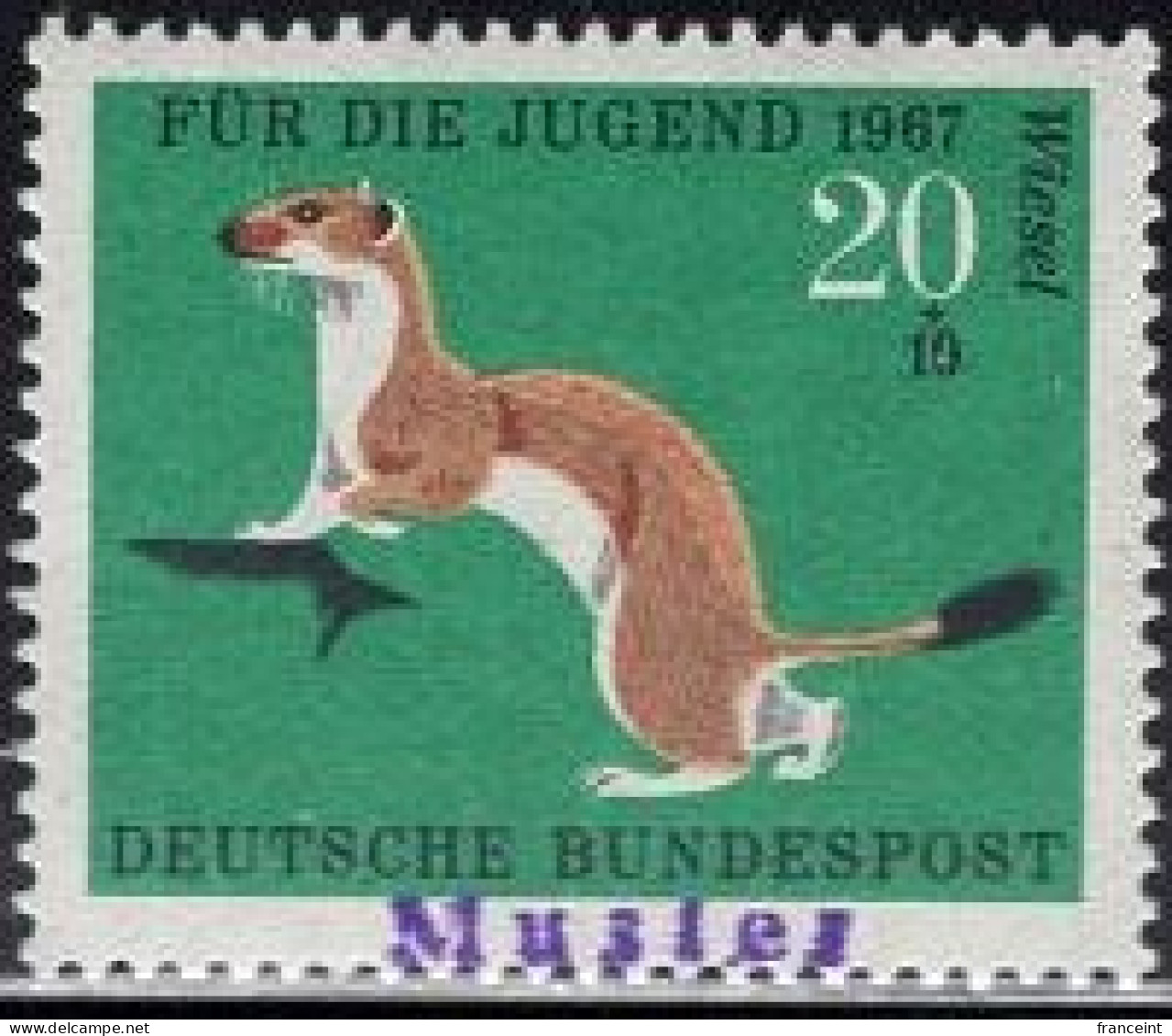 GERMANY(1967) Ermine. Specimen (MUSTER) Overprint. Scott No B423, Yvert No 388. - Other & Unclassified