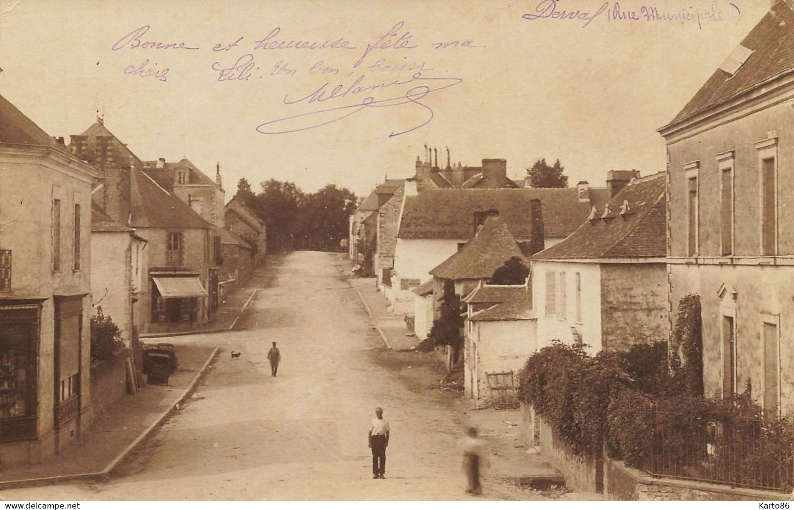 Derval * RARE Carte Photo 1905 ! * Rue Municipale * Cachet Maison De La Presse BRIAND * Villageois - Derval