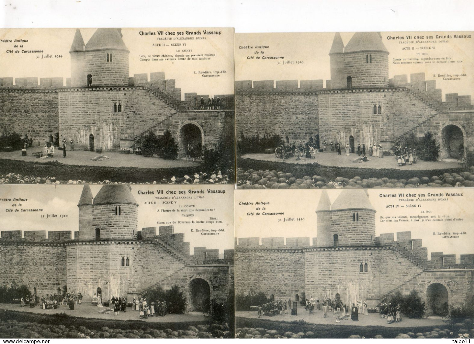 11 - Carcassonne - Théâtre De La Cité - Charles VII Chez Ses Grands Vassaux - Lot De 18 Cartes - 31 Juillet 1910 - Carcassonne