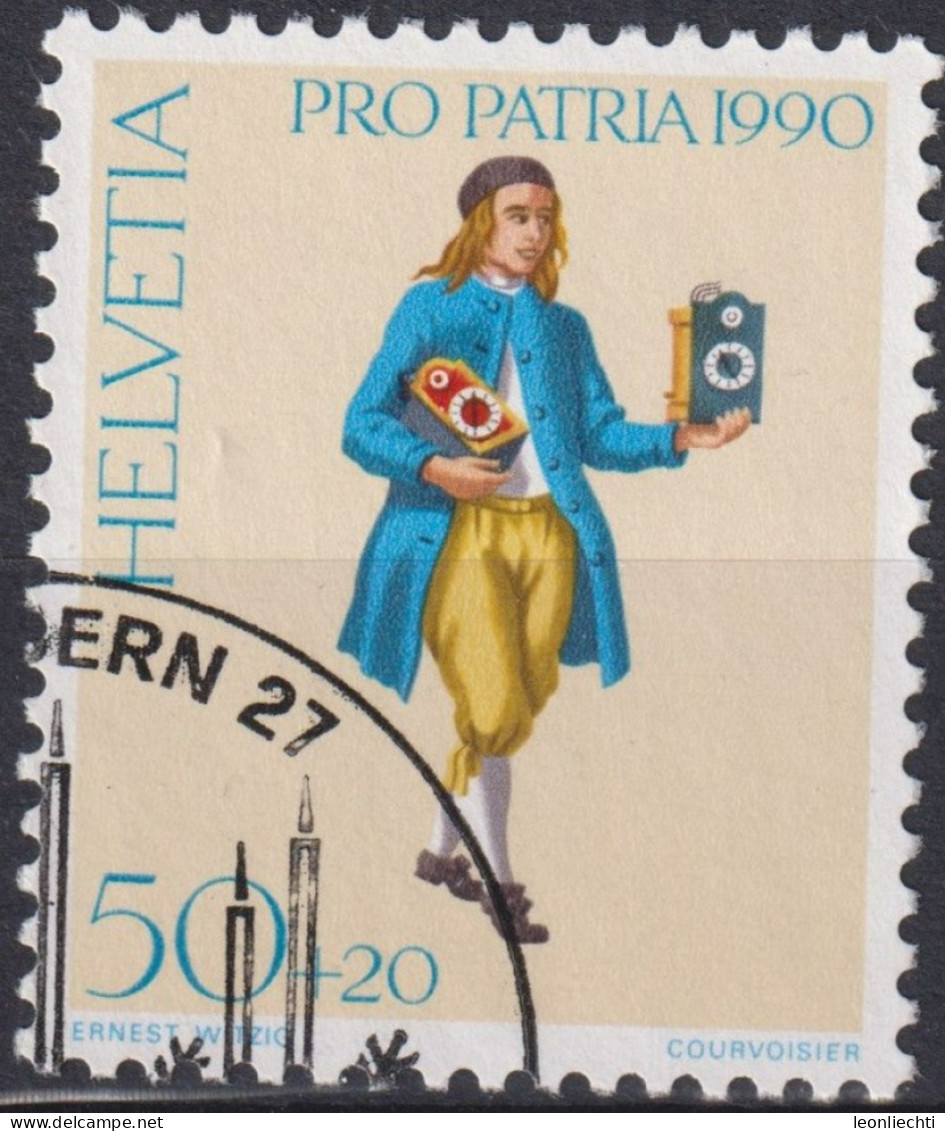 1990 Schweiz Pro Patria, Ausrufbilder, Uhrenhändler, ⵙ Zum:CH B228, Mi:CH 1418, Yt: CH 1344 - Gebraucht