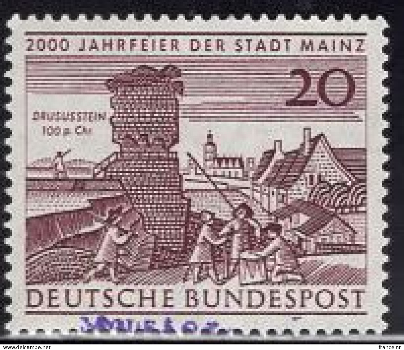 GERMANY(1962) Drusus Stone. Old Mainz. MUSTER (specimen) Overprint. Cenotaph Of Roman General. Scott No 848. - Other & Unclassified