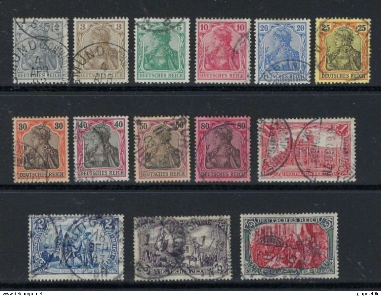 ● GERMANIA REICH 1902 ֍ ALLEGORIA ֍ N. 66 / 80 Usati ● Manca 77 ● Cat. 80,00 € ● DEUTSCHES REICH ● Lotto N. 2803 ● - Used Stamps