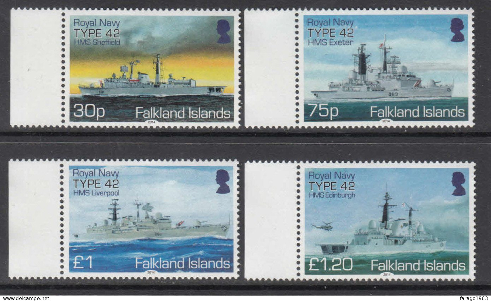 2014 Falkland Islands Navy Ships Military Complete Set Of 4 MNH - Falklandeilanden