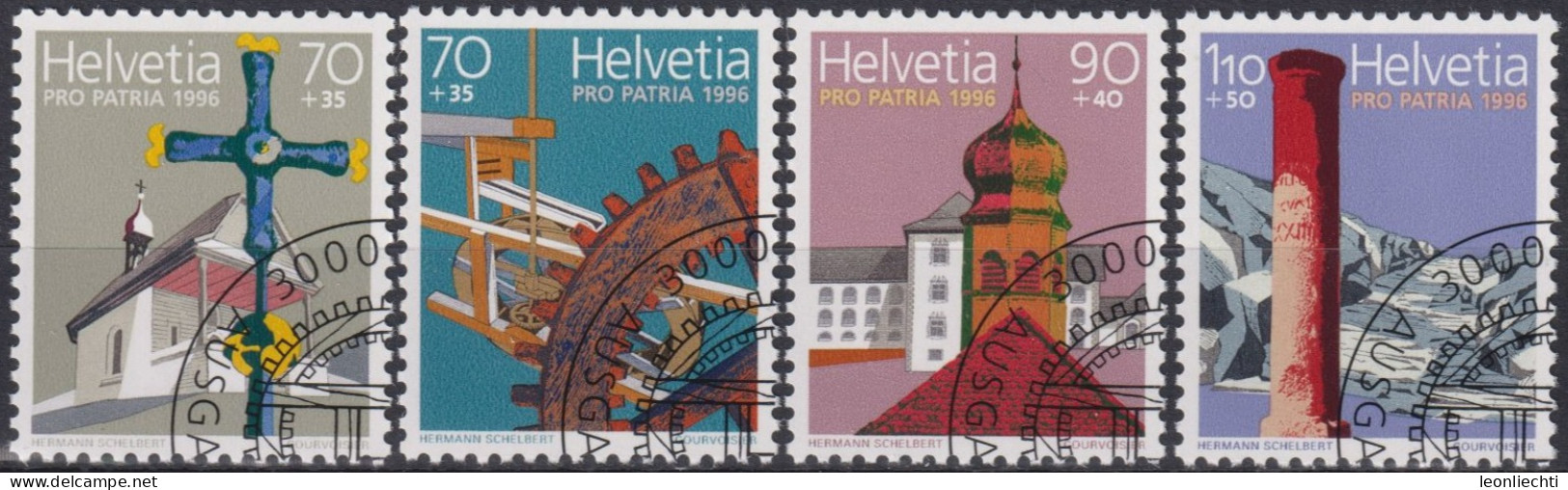 1996 Schweiz Pro Patria, Kulturrgüter U. Landschaften, ⵙ Zum:CH B251-254, Mi:CH 1577-1580, Yt: CH 1505-1508 - Oblitérés