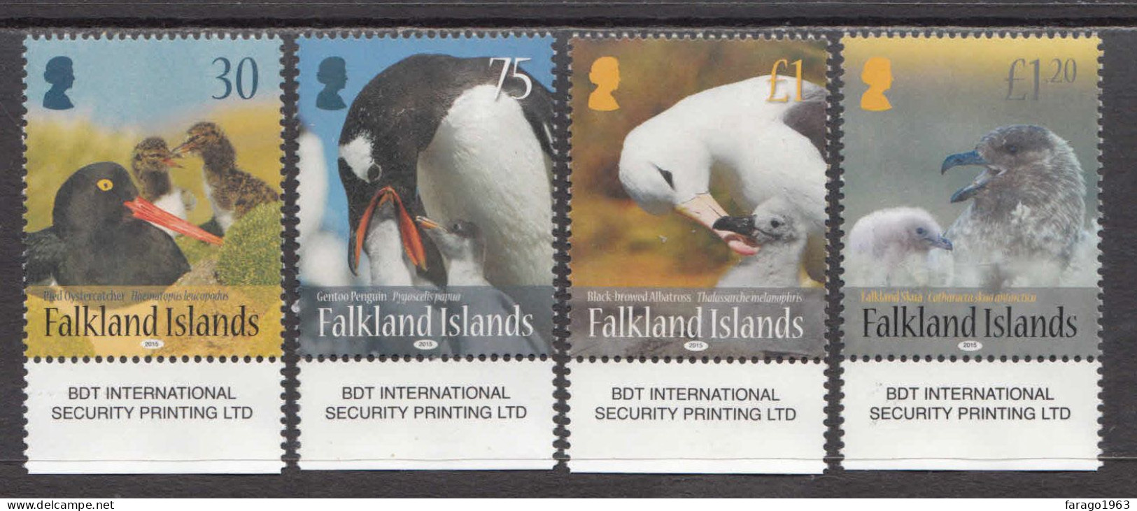 2015 Falkland Islands Birds Chicks Feeding Complete Set Of 4 MNH - Falklandinseln