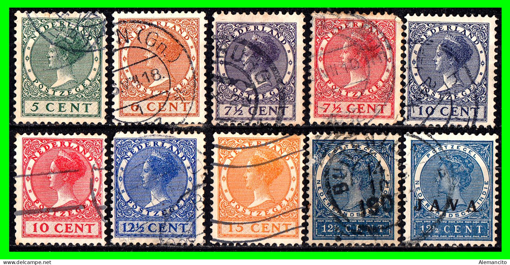 HOLANDA ( NEDERLAND - PAISES BAJOS ) SELLOS DEL AÑO 1924 - 1930 DE LA REINA GUILLERMINA - Used Stamps