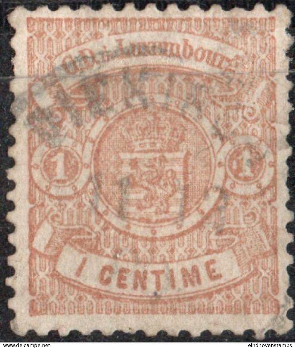 Luxemburg 1875 Armories 1 C Perf 13  1 Value Cancelled - 1859-1880 Armarios