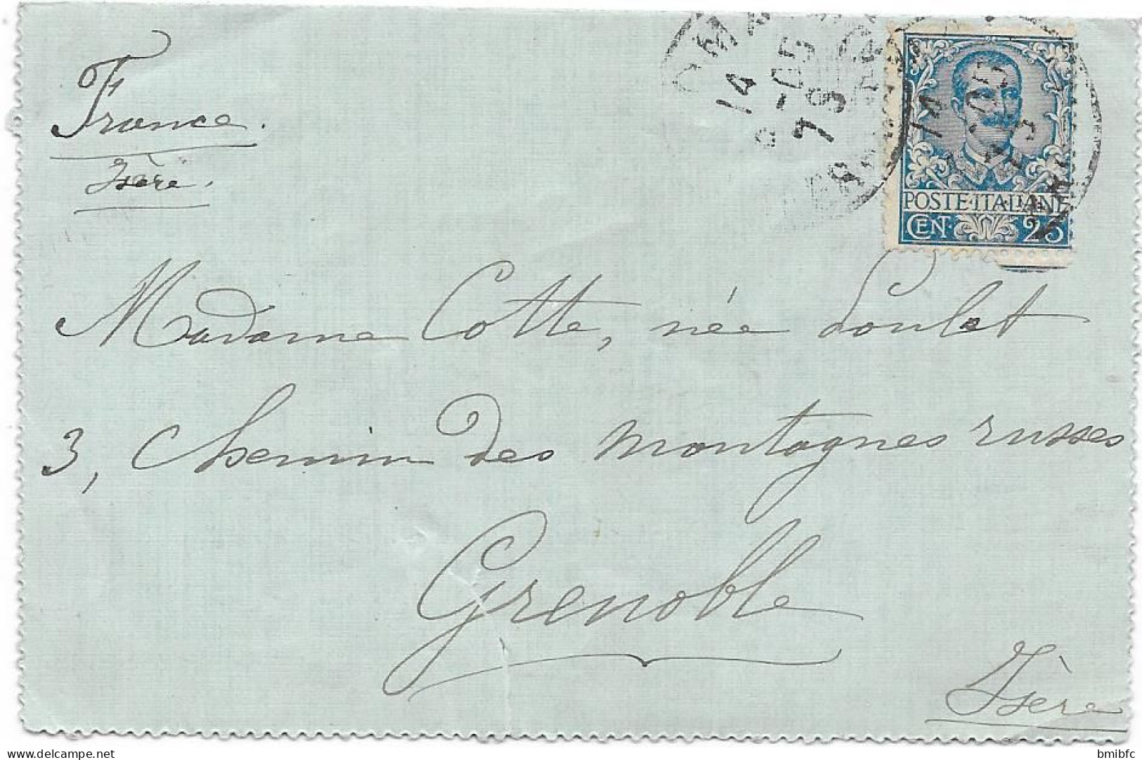 Sur Lettre POSTE ITALIANE  écrite 1905 - Marcofilie