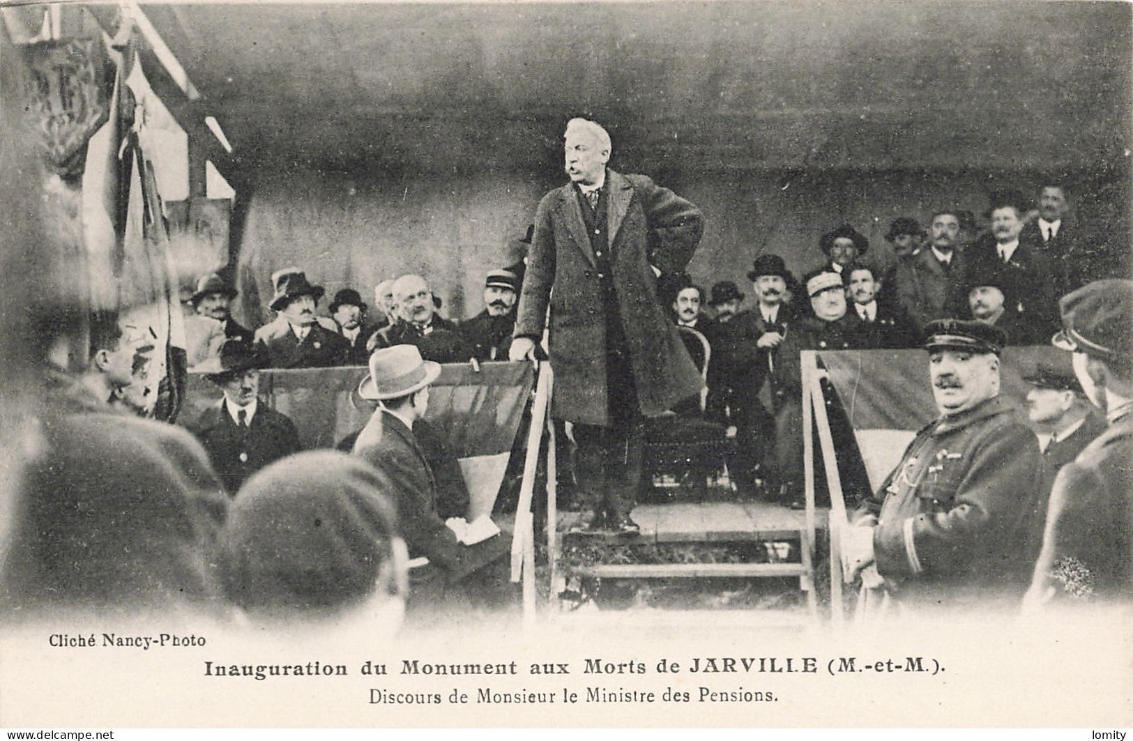 & Militaire Inauguration Monument Aux Morts De Jarville Guerre 1914 1918 CPA Discours Ministre Des Pensions - Oorlogsmonumenten