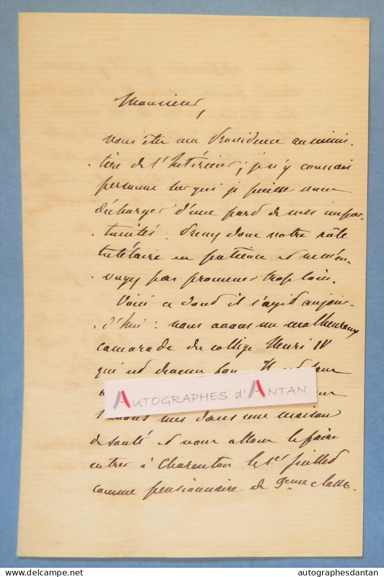 ● L.A.S Emile AUGIER - Croissy Seine Et Oise - Alleaume -  Poète Académicien Né à Valence (Drôme) Lettre Autographe - Ecrivains