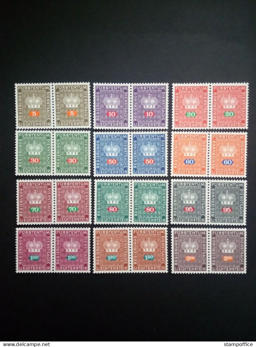 LIECHTENSTEIN DIENSTMARKEN MI-NR. 45-56 POSTFRISCH(MINT) PÄRCHEN FÜRSTENKRONE 1968 - Ungebraucht