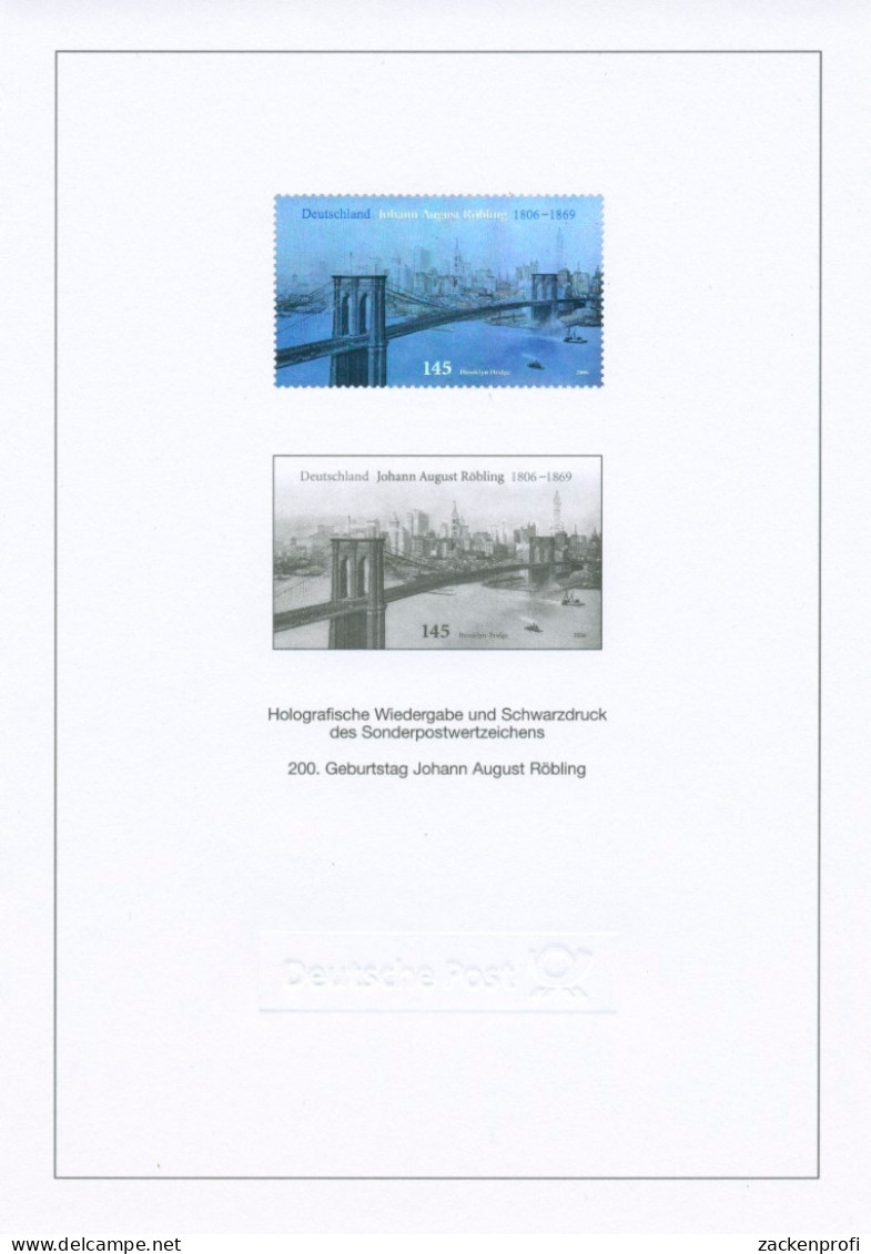 Bund 2006 Röbling Brooklyn Bridge Schwarzdruck Hologramm SD 29 Aus JB (G7907) - Storia Postale