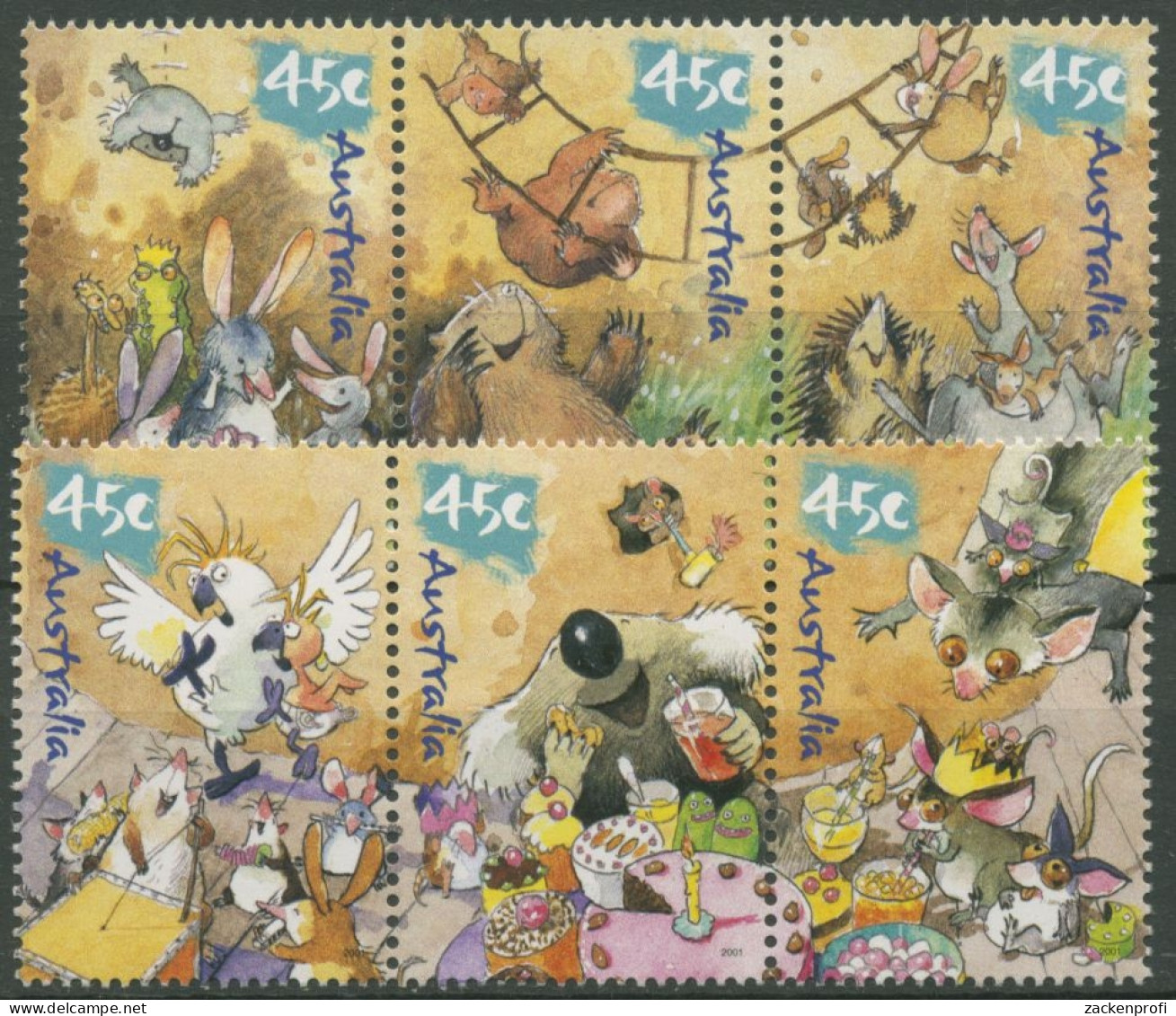 Australien 2001 Kevin Koalas Geburtstagsfeier 2084/89 ZD Postfrisch - Mint Stamps