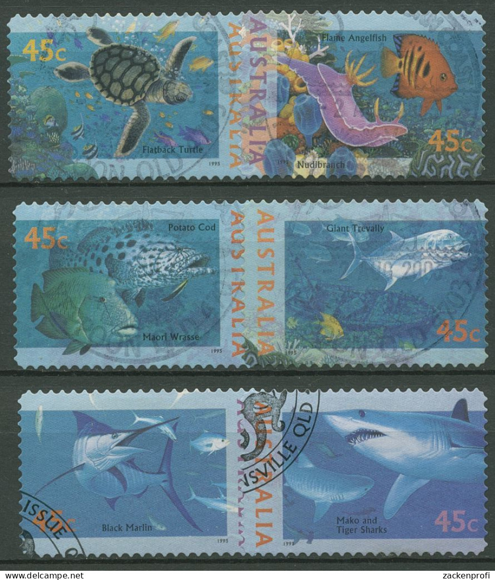Australien 1995 Unterwasserwelt Fische Hai Schildkröte 1517/22 Gestempelt - Oblitérés