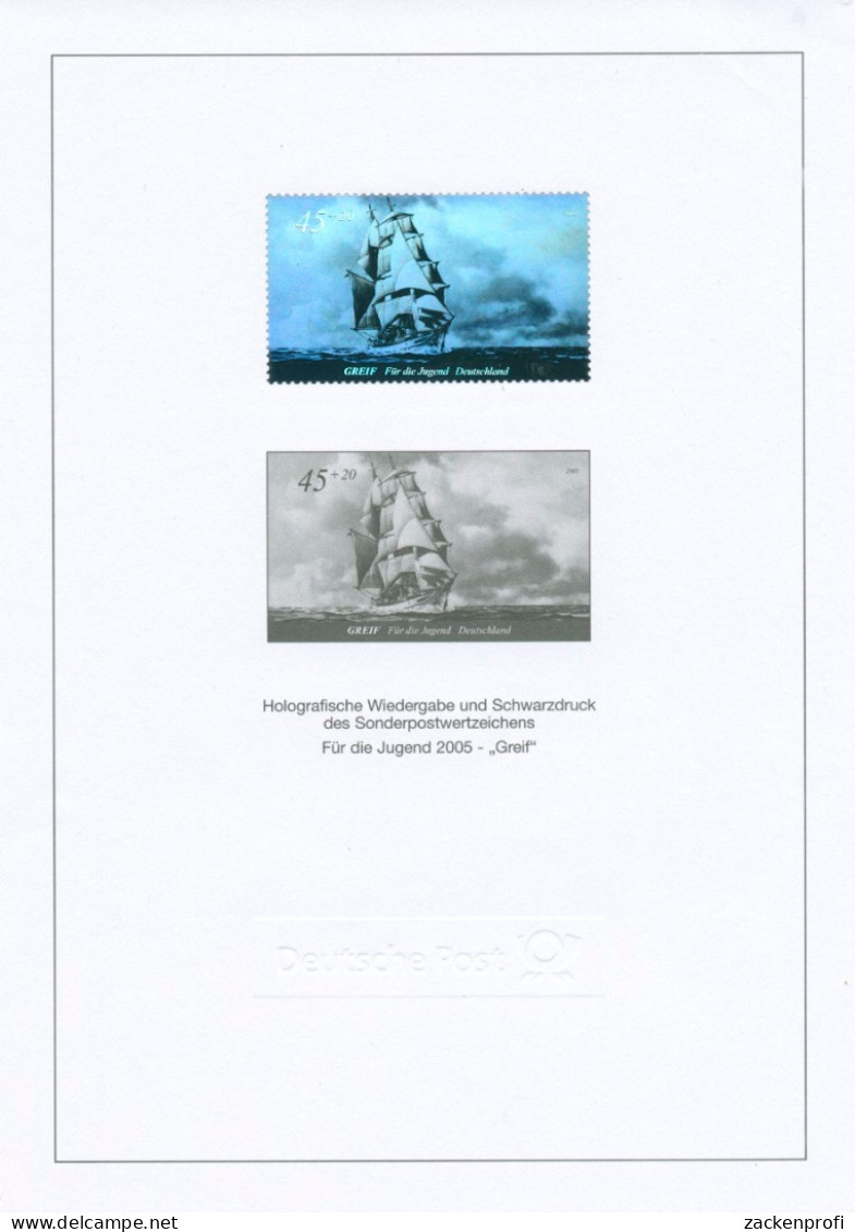 Bund 2005 Segelschiffe Schwarzdruck U. Hologramm SD 28 Aus Jahrbuch (G7906) - Brieven En Documenten