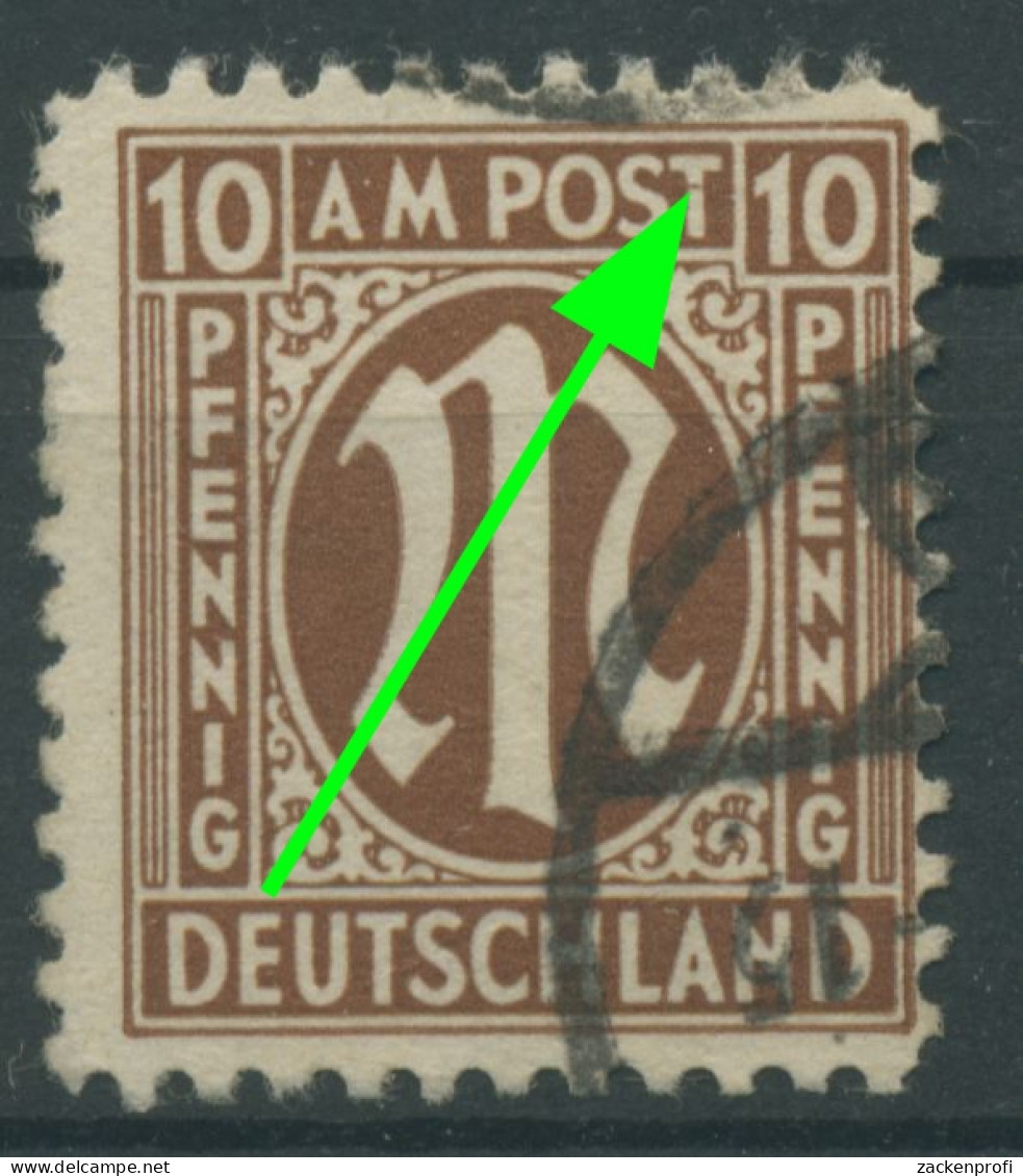 Bizone 1945 Am. Druck Mit Plattenfehler 6z VI, Papier Z Gestempelt (R7630) - Oblitérés