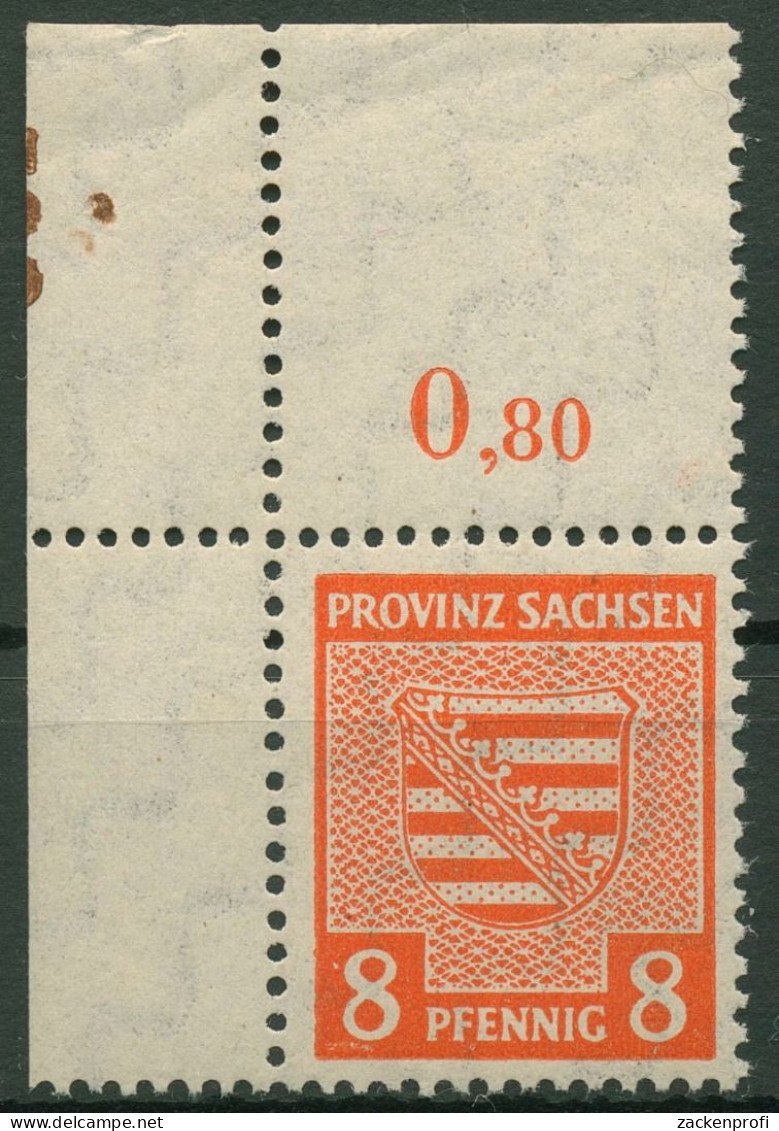 SBZ Provinz Sachsen 1945 Wappen 77 X Ecke Oben Links Mit Markierung Postfrisch - Autres & Non Classés