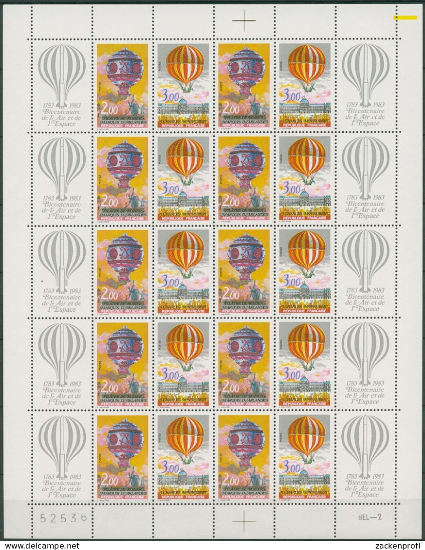 Frankreich 1983 200 J. Luftfahrt Ballon 2387/88 ZD-Bogen Postfrisch (SG23451) - Ungebraucht