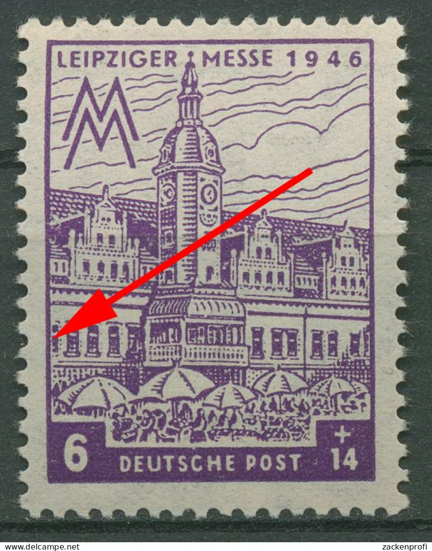 SBZ West-Sachsen 1946 Leipziger Messe WZ X M. Plattenfehler 162 AX IV Postfrisch - Autres & Non Classés