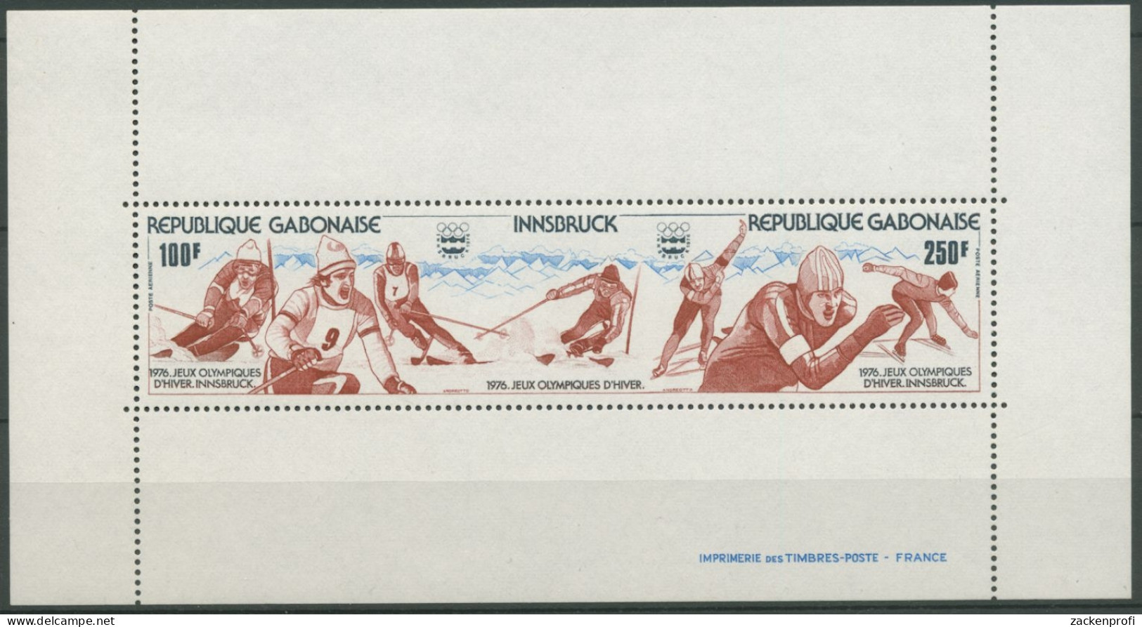 Gabun 1976 Olymp. Winterspiele Innsbruck Slalom Block 29 Postfrisch (C23161) - Gabon (1960-...)