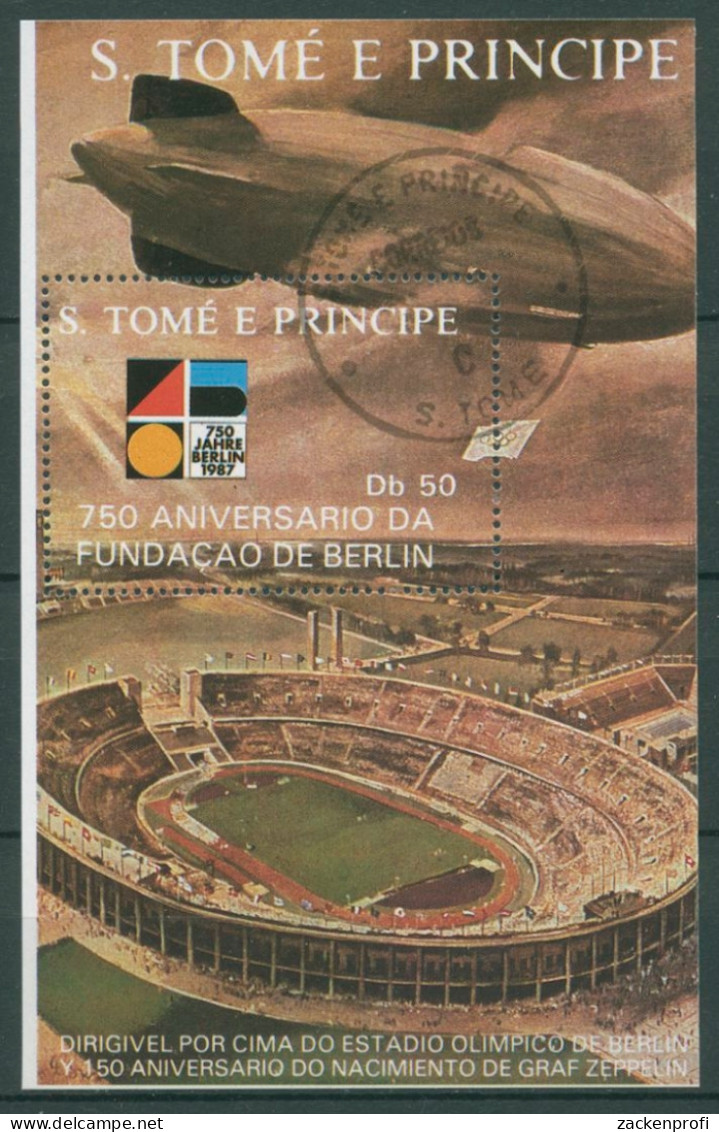 Sao Tomé Und Príncipe 1988 Zeppelin über Berlin Block 180 Gestempelt (C27066) - São Tomé Und Príncipe