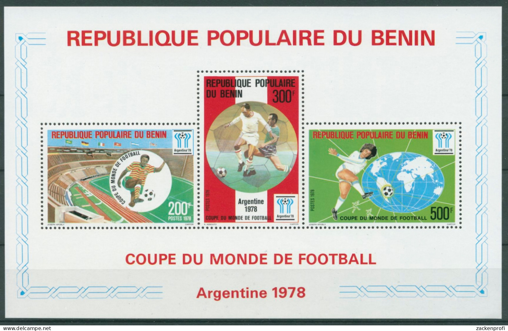 Benin 1978 Fußball-WM'78 Argentinien Stadion Spieler Block 4 Postfrisch (C27104) - Benin - Dahomey (1960-...)