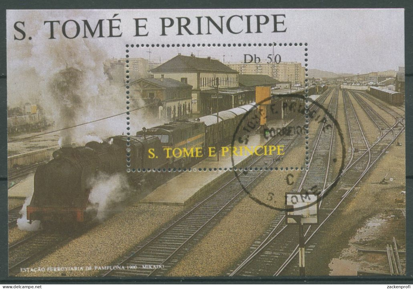 Sao Tomé Und Príncipe 1987 Dampflokomotive Block 174 Gestempelt (C27065) - São Tomé Und Príncipe