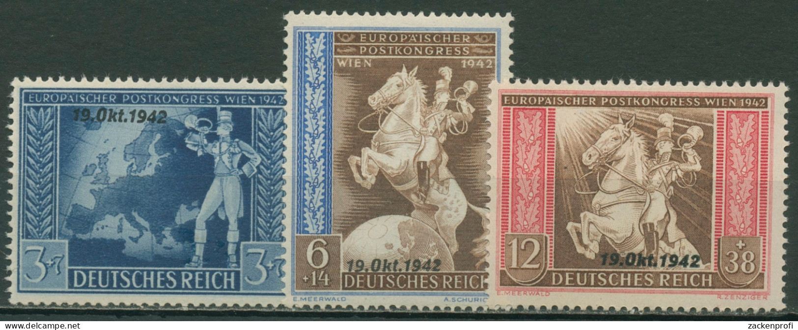 Deutsches Reich 1942 Postkongress Mit Aufdruck 823/25 Postfrisch - Unused Stamps