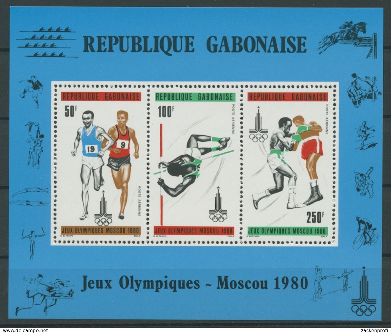 Gabun 1980 Olympische Sommerspiele Moskau Block 39 Postfrisch (C27121) - Gabon (1960-...)