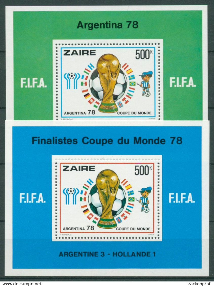 Kongo-Zaire 1978 Fußball-WM Argentinien Pokal Block 18/19 Postfrisch (C27092) - Unused Stamps