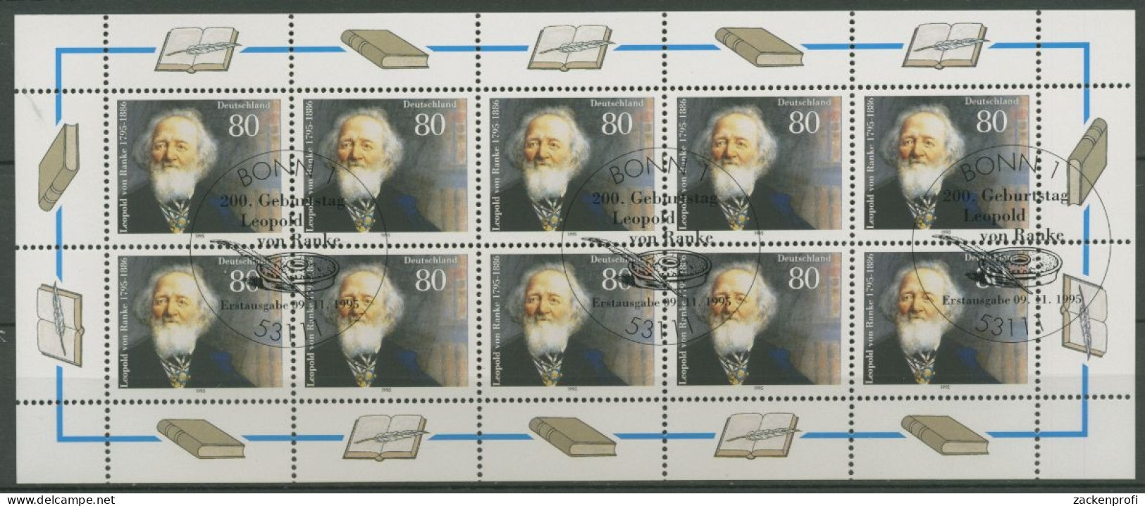 Bund 1995 200. Geb. Von Leopold Ranke Kleinbogen 1826 K Gestempelt (C15079) - Sonstige & Ohne Zuordnung