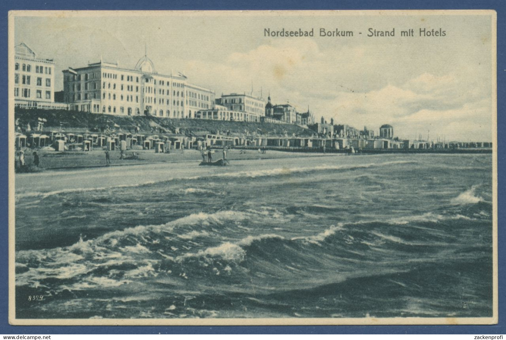 Nordseebad Borkum Strand Mit Hotels, Gelaufen 1927 (AK1254) - Borkum