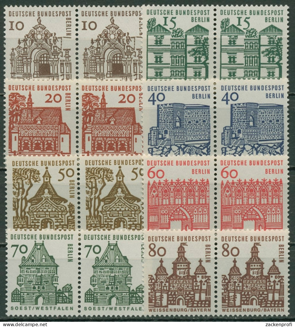 Berlin 1964/65 Kleine Bauwerke Bogenmarken Waagerechte Paare 242/49 Postfrisch - Neufs