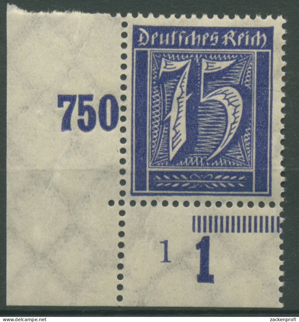 Deutsches Reich 1921 Ziffer WZ 2, Plattendruck 185 P UR Ecke Unt. Li. Postfrisch - Unused Stamps