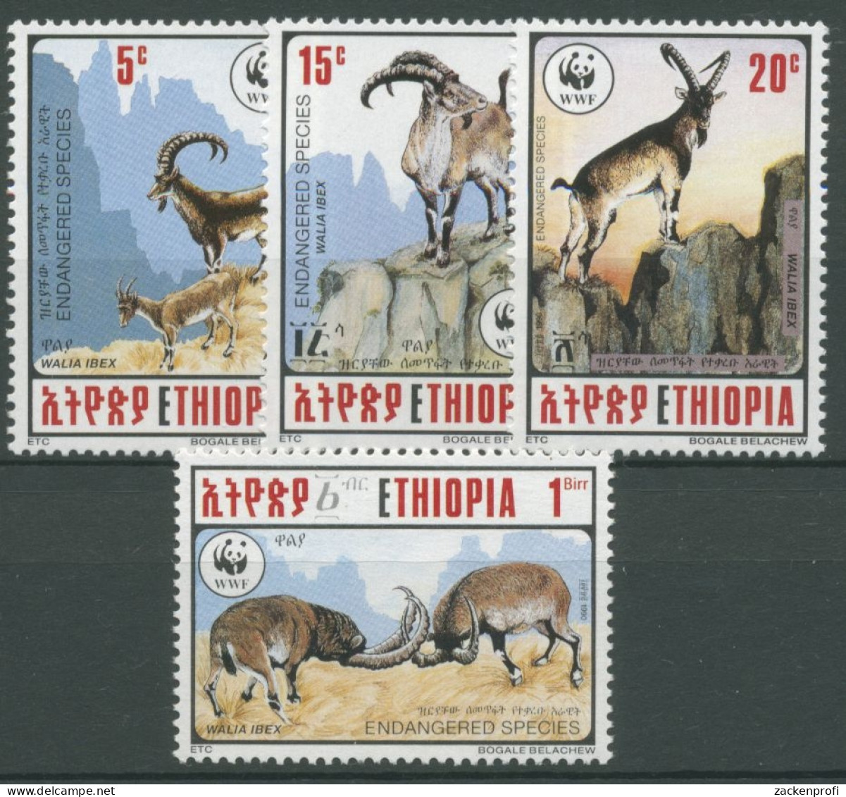 Äthiopien 1990 WWF Naturschutz Abessinischer Steinbock 1385/88 Postfrisch - Äthiopien