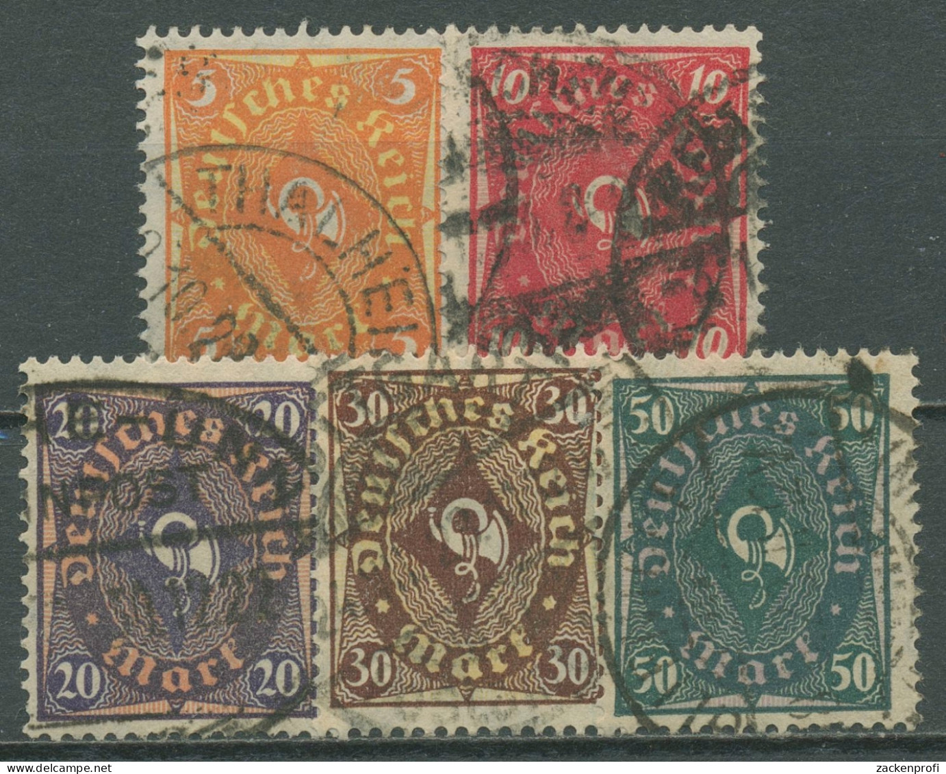 Deutsches Reich 1922 Posthorn Zweifarbig 205/09 Gestempelt - Usados