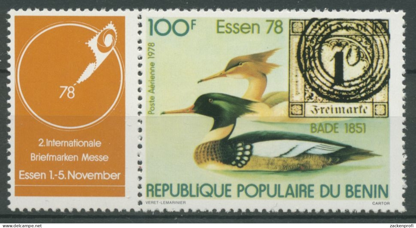 Benin 1978 ESSEN Vögel Mittelsäger 166 ZF Postfrisch - Bénin – Dahomey (1960-...)