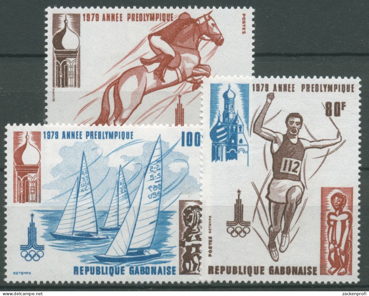 Gabun 1979 Vorolympisches Jahr Springreiten Segeln 696/98 Postfrisch - Gabon (1960-...)