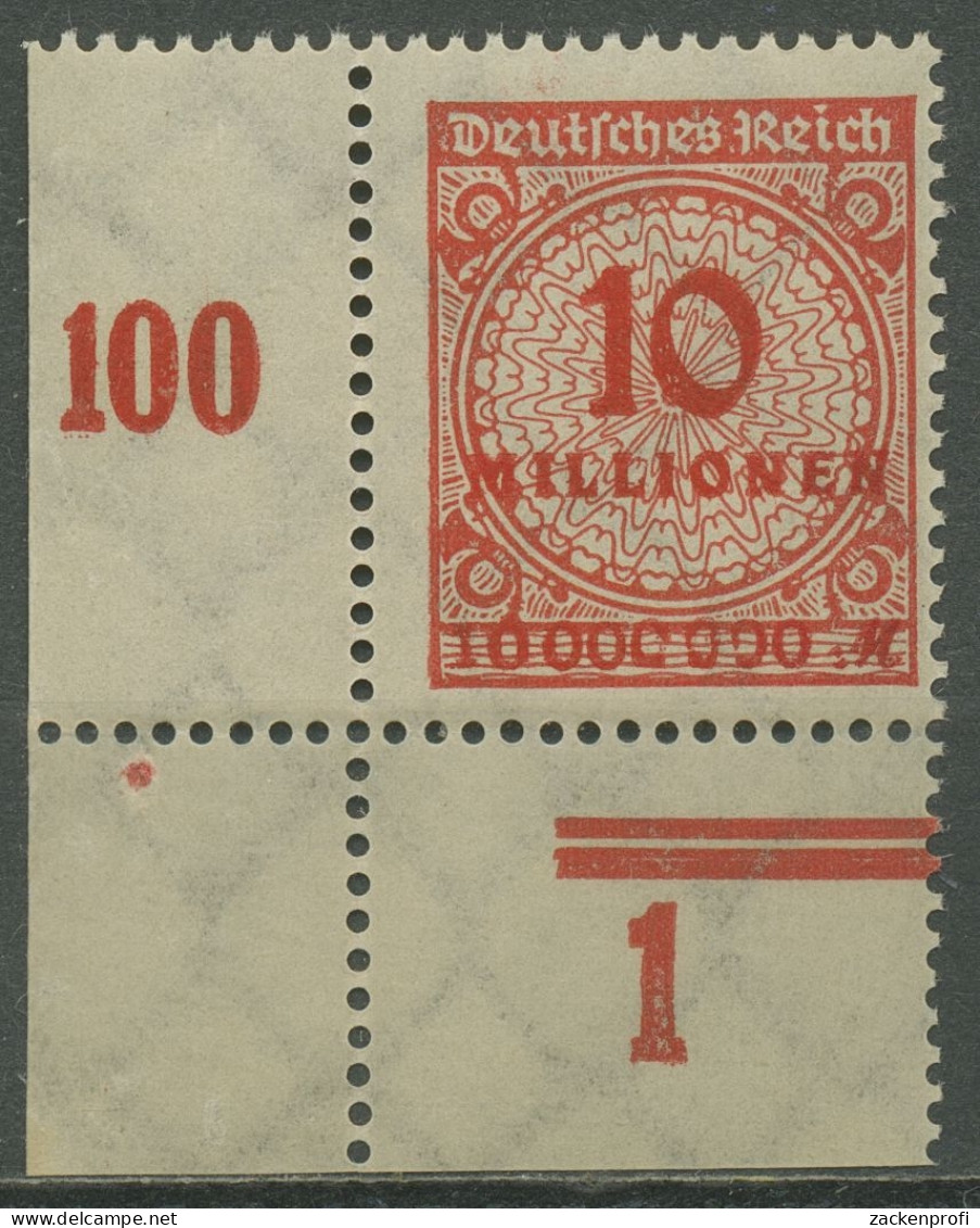 Deutsches Reich 1923 Korbdeckel Rand Durchgezähnt 318 A P Dgz Ecke Postfrisch - Ungebraucht