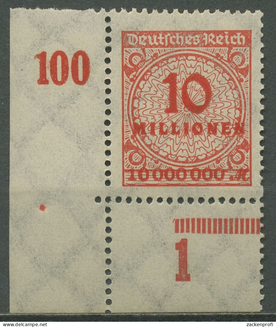 Deutsches Reich 1923 Korbdeckel Platte 318 AP UR Ecke Unten Links Postfrisch - Ongebruikt